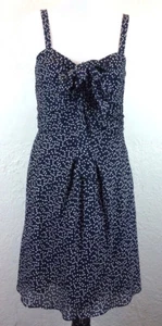 #S15 J Crew Sz 6 Swirling Dots Dress Silk Wool Navy Polka Dot Ruched Sleeveless - Picture 1 of 12