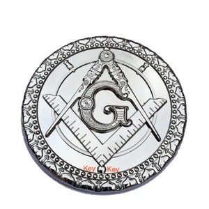 Masonic  Metal Chrome Silver  Auto Cut Out Car Emblem  Freemasonry Mason  symbol - Picture 1 of 1