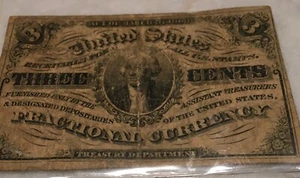 FRACTIONAL CURRENCY, 3RD ISSUE, 3 CENTS, 1863, CIRCULATED, UNGRADED, #1226 - Picture 1 of 8