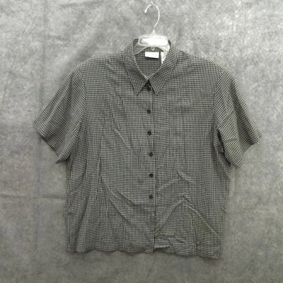 Top para mujer Elisabeth con botones talla 16 multicolor a cuadros rayón manga corta Foto 1 de 4