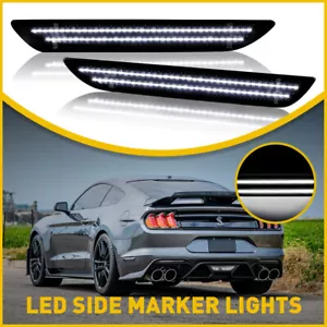 Fits 2015-2022 Smoked Mustang Ford White Rear Side LED Marker Lights Accessories - Picture 1 of 12