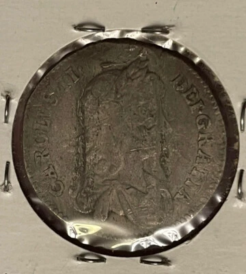 1668 Charles II English Silver Sixpence 6 Pence Collectors Coin Bent Twice - Image 1 of 4