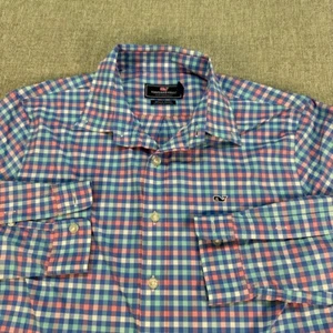 Vineyard Vines Whale Shirt Boys XL Plaid Multicolor Long Sleeve Stretch - Picture 1 of 7