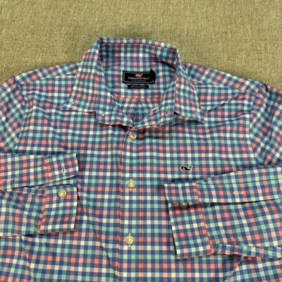 Camisa Vineyard Vines Ballena Niños XL Cuadros Multicolor Manga Larga Elastizada Foto 1 de 4