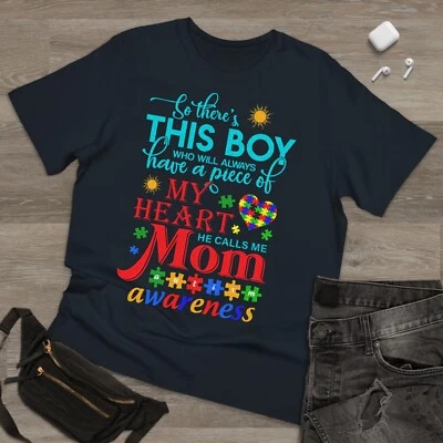 The boy Calls Me Mom Autism awareness Tshirt Adult Kids Unisex Xmas Puzzle Tee - Image 1 of 3