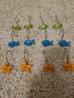 Sea Creature Shower Curtain Hooks Fish Whales Starfish From Target — 第 1/3 张图片
