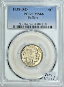 1938-D/D Buffalo Nickel PCGS MS-66; sehr schön! - Bild 1 von 5