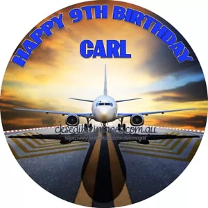 Areoplane/ Aircraft Image Cake Cupcake Icing wafer Topper 5-8 Inches Diameter - Picture 1 of 4