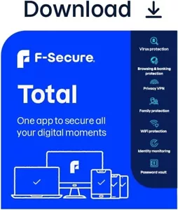 F-SECURE TOTAL SECURITY 2025 1 DEVICE 1 YEAR UNLIMITED VPN PC MAC MOBILE EMAIL - Picture 1 of 7