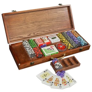 300 Poker Chip Set with Case Plus 5 Poker Dice Texas Holdem Poker Cards Set - Picture 1 of 10