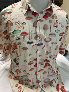 Herren Button-Down Hemd Pilz gemustert Art Print Festival Funky Vintage XL - Bild 1 von 9