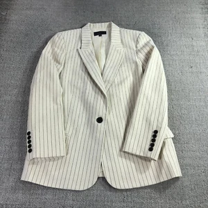 Nili Lotan Blazer Womens 10 Beige $795 PinStripe Dress Suit Jacket Sport Coat - Picture 1 of 15