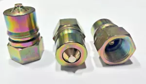 (3) Hansen 8-KP36 Steel 1" FNPT x 1" ISO-B Quick Disconnect STRT Coupling Plug - Picture 1 of 5
