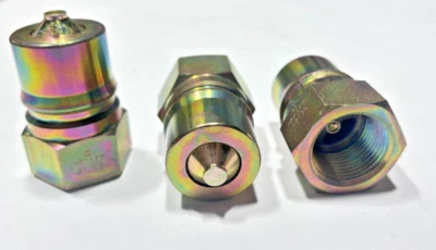 (3) Hansen 8-KP36 Steel 1" FNPT x 1" ISO-B Quick Disconnect STRT Coupling Plug - Image 1 of 4