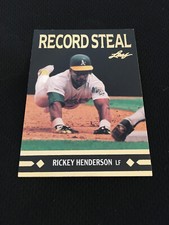 RICKEY HENDERSON "GOLD LEAF 1991 STOLEN BASE RECORD STEAL OAKLAND BASEBALL CARD