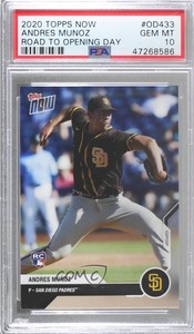 2020 Topps Now Road to Opening Day /211 Andres Munoz PSA 10 GEM MT Rookie RC