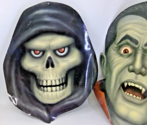 Vintage Halloween Grim Reaper & Dracula 2 Sided 16” Die Cut Coated Door Window - Picture 1 of 13
