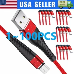 Heavy Duty Micro USB Fast Charger Data Cable Cord For Samsung LOT Android HTC LG - Picture 1 of 8