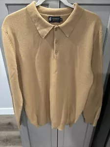Cashmere Boutique 100% Pure Cashmere 1/4 Button Up Sweater Men’s Size M Tan - Picture 1 of 7