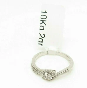 10K White Gold Natural Diamond 0.5ct Engagement Ring Size 6.75 - Picture 1 of 9