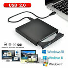 Black External USB 2.0 DVD RW CD Writer Drive Burner Reader Player For Laptop PC