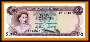 Bahamas XF Note 1/2 Dollar 1965 P-17a Sig. Higgs & Lofthouse (Currency Banknote) - Picture 1 of 2
