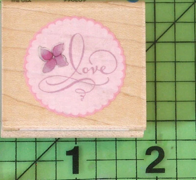 Scallop Circle Love Tag 990E09 Wood Mounted rubber stamp by All Night Media - Image 1 of 3