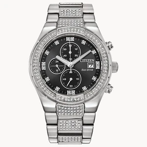 Citizen Men's Eco-Drive Crystal Silver Chronograph Steel 42mm Watch CA0750-53E - Picture 1 of 5