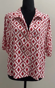 Shade & Shore Women's M (8-10) Shirt, Buttondown Crop, Red Southwestern Print - Picture 1 of 6