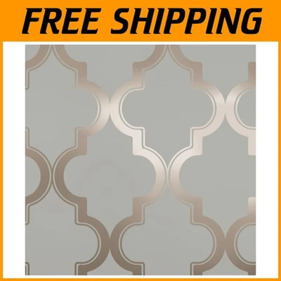 Papel pintado enrejado pelar y pegar en gris metálico Foto 1 de 4