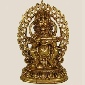 Tibet Tibetan Buddhist Handmade Brass Statue Mahakala Two Arm Maha Gala Mahakala - Picture 1 of 5