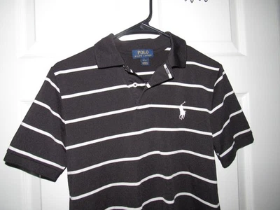 Camisa Polo Ralph Lauren Niño Grande 14 16 Manga Corta Poliéster Negro Blanco Foto 1 de 4