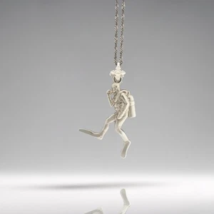 Scuba Diving Pendant Necklace 925 Silver Diver Charm Gift for Men, Women, Divers - Picture 1 of 13