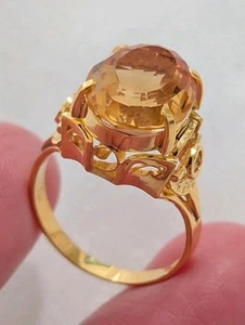 Anillo de citrino vintage de oro amarillo de 18k talla 6,5 - Imagen 1 de 10
