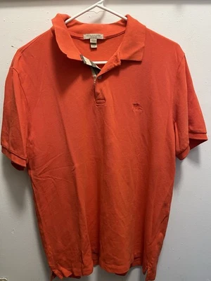 BURBERRY ORANGE EMBROIDERED LOGO POLO SHIRT Size L Classic Fit - Image 1 of 4