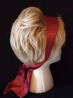 Banda para el cabello de satén borgoña con corbata o lazo de moda de los años 60. #R. GA#4 Foto 1 de 4