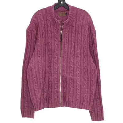 McDonald Cardigan Cable Knit Possum Fur Lambswool New Zealand Academia Zip XXL - Image 1 of 4