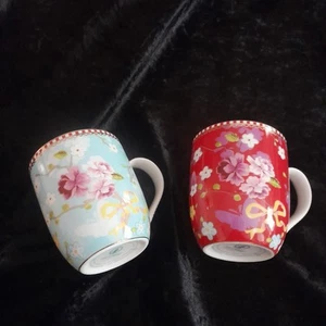Pip Studio* 2 x Becher* Kaffee*Tee* Floral Porcelaine * hellblau*rot*neuwertig - Bild 1 von 7
