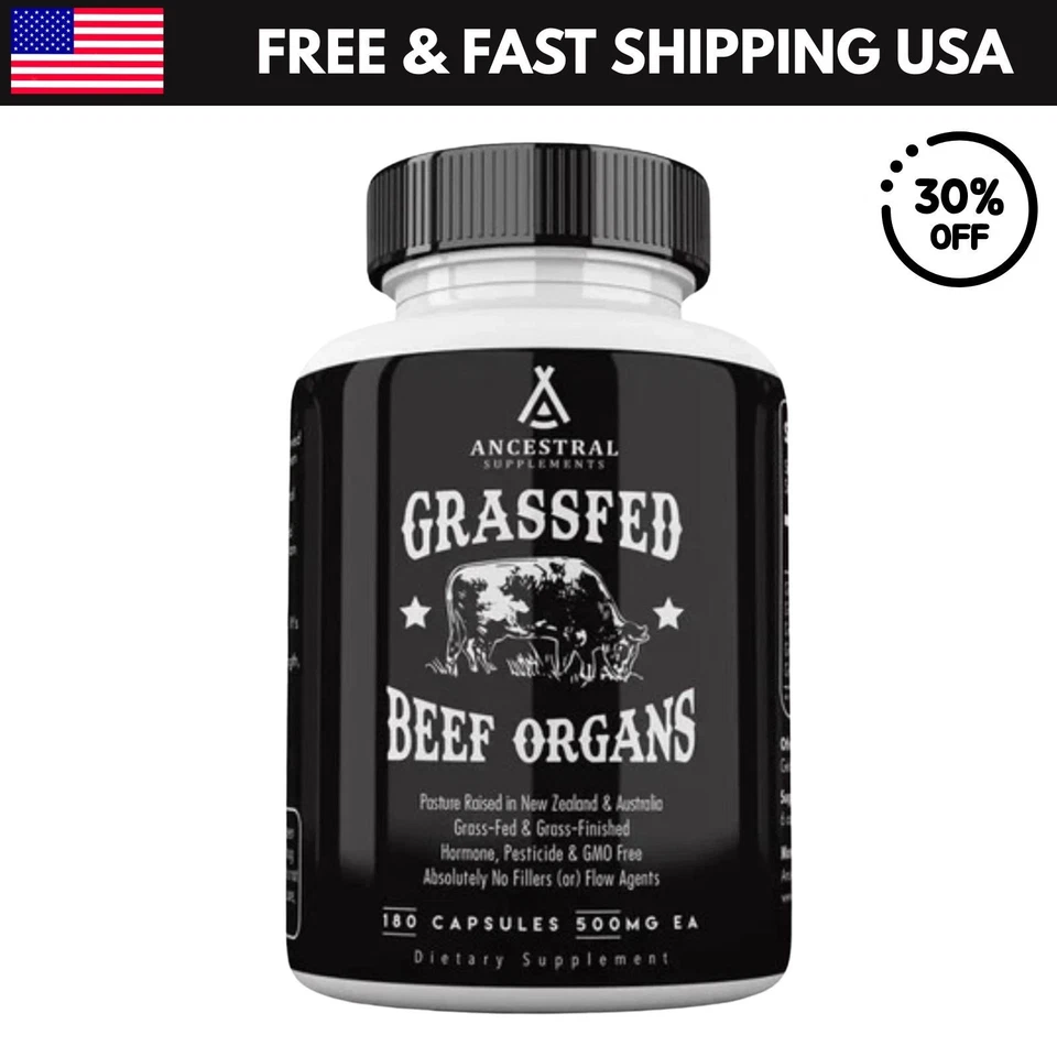 祖先补充剂草饲牛肉器官补充剂 - 非转基因,180 粒美国 — 第 1/4 张图片