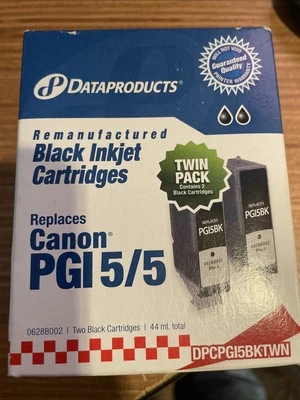 DataProducts Black Ink Inkjet Cartridges PGI-5 PGBK TWIN PACK - Image 1 of 4