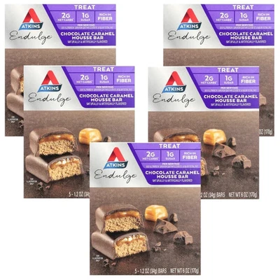 Atkins Endulge Bar Chocolate Caramelo Mousse - 5 Barras Cada una (Pack de 5 Cajas) Foto 1 de 4