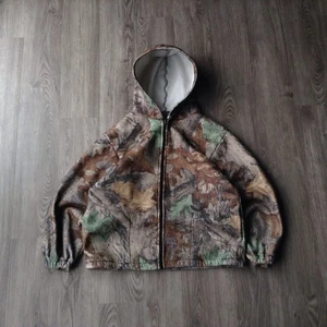 Vintage 90s Real tree Camo Zip Up Hoodie Sportswear Fits Adult Medium - Picture 1 of 6