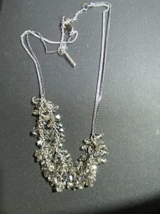 Kenneth Cole New York Necklace Women Silver Tone Crystal Cluster Bib Statement - Picture 1 of 3