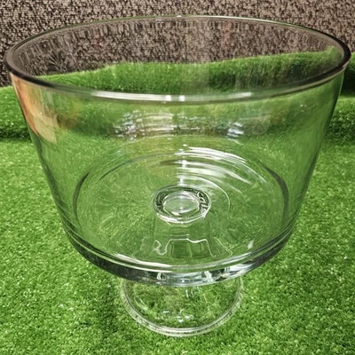 VINTAGE Anchor Hocking Trifle Pedestal Serving Bowl, Ribbed Base,7 Layer Beandip - Image 1 of 4