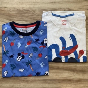 Disney Spotted Zebra Mickey Mouse Boys T-Shirts L 10 100% Cotton Graphic Tee Set - Picture 1 of 17