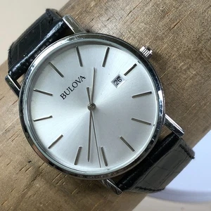 Bulova Herren 96B104 Dress Sunburst schwarz Leder Quarz Analog 37mm Uhr 7 3/4" - Bild 1 von 12