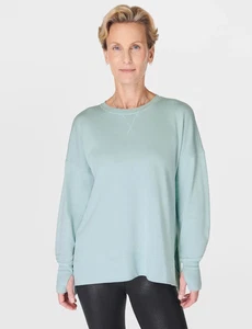 SWEATY BETTY After Class Longline Sweatshirt, LARGE, hellgrün, Daumenlöcher - Bild 1 von 5