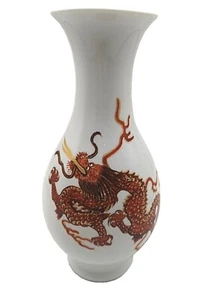Vase Ludwigsburg Roter Drache handbemalt Einzelstück - Bild 1 von 4