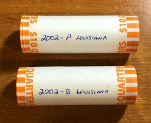 2002 LOUISIANA P&D STATE QUARTER ORIGINAL BANK ROLLS -UNCIRCULATED - Picture 1 of 3