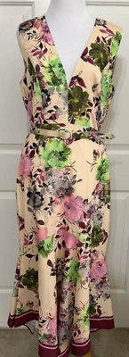 Nuevo con etiquetas Vestido largo Aline Belle Badgley Mischka talla 10 rosa tostado floral sin mangas $249 Foto 1 de 4